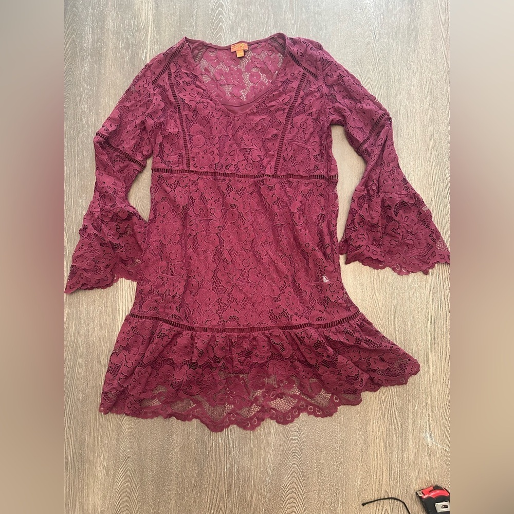 NWOT SCULLY LACE LONG BELL SLEEVE DRESS - Size Large SKU:151 - Picture 4 of 11